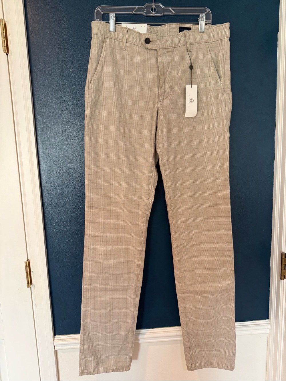 Men's Slim Plaid Dress Pants - Beige